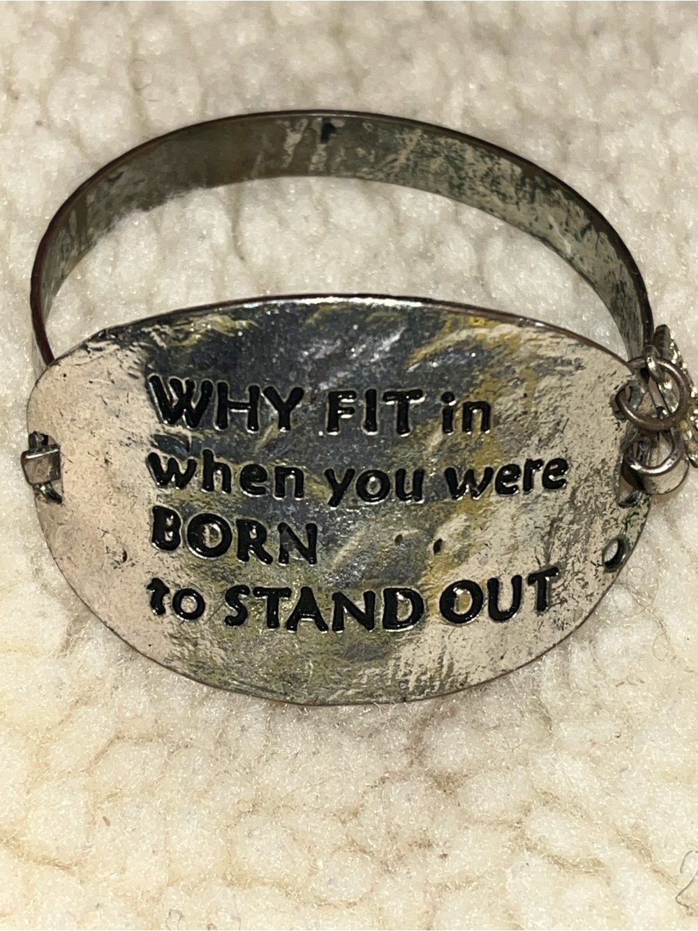 Why Fit In When You Were Born to Stand Out Statement Cuff Bracelet Silver Tone